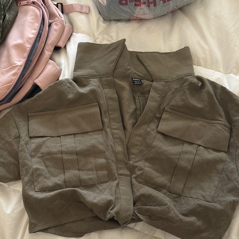 SHEIN Green Crop Top Utility Style